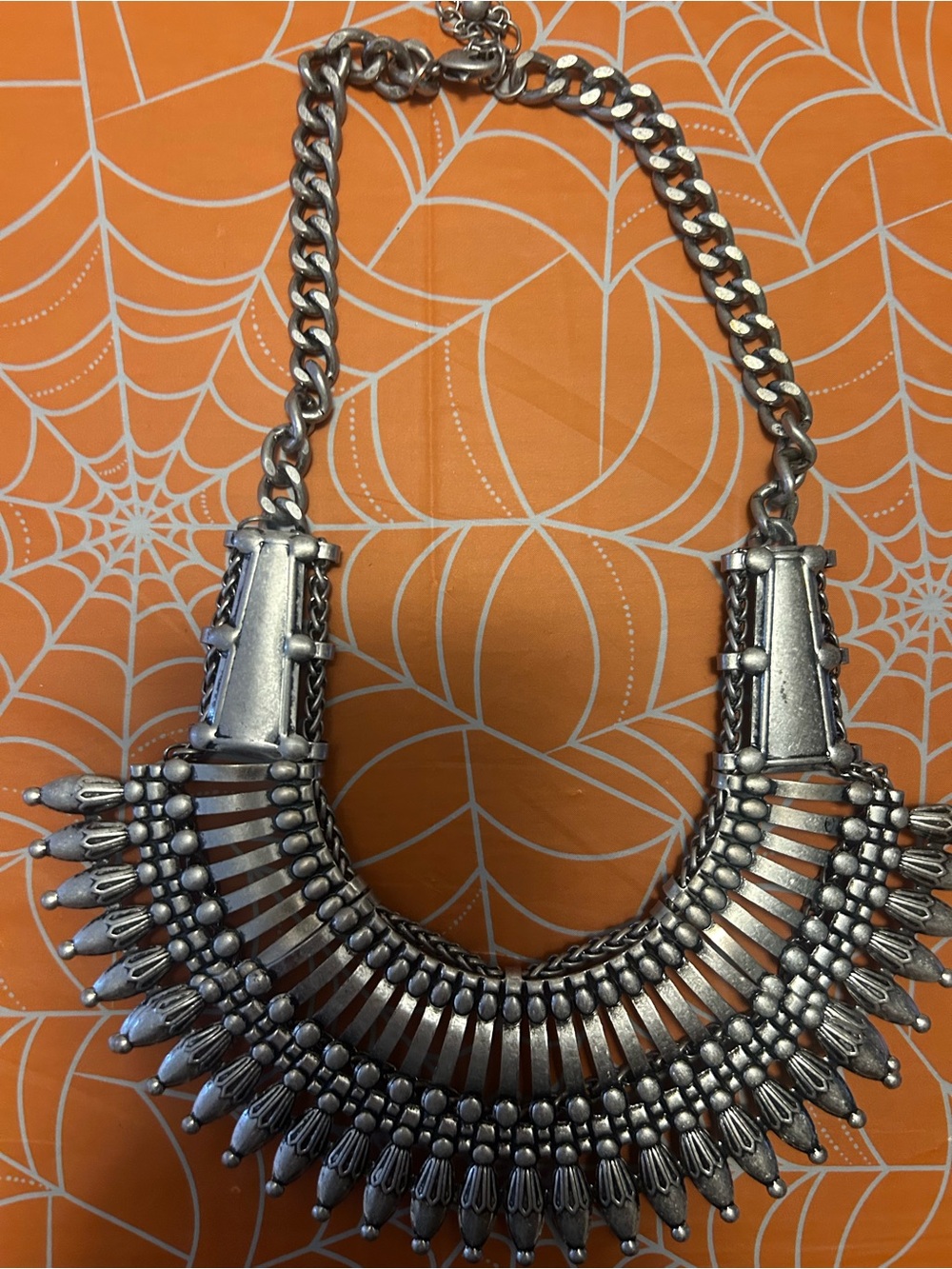 Aldo Silver-Tone Tribal Bib Necklace